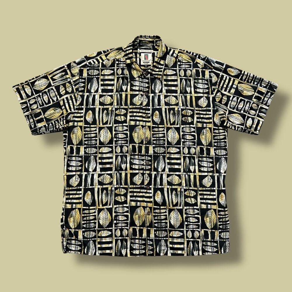 Vintage Tori Richard Hawaiian Shirt Cotton Lawn 90s Button Up Leaf Print Medium